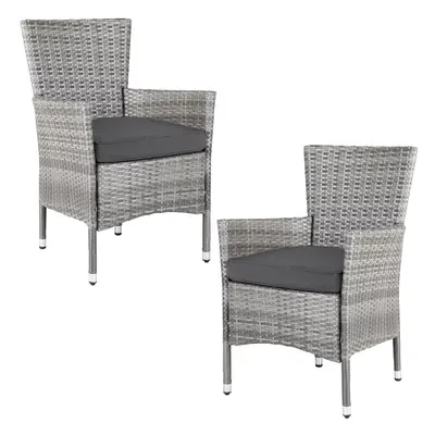 Set de 2 chaises de jardin en polyrotin Gris/Anthracite