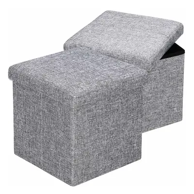 Lot de 2 poufs Gris 38x38x38cm pliables