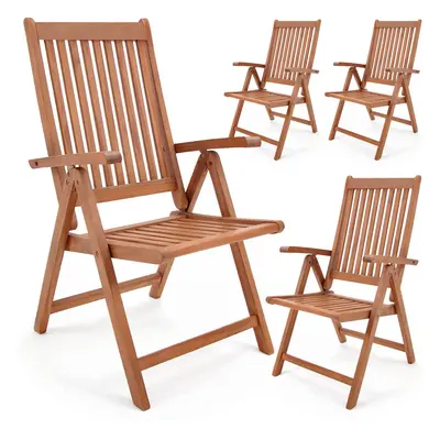 4x chaises de jardin Vanamo pliables en bois d'eucalyptus