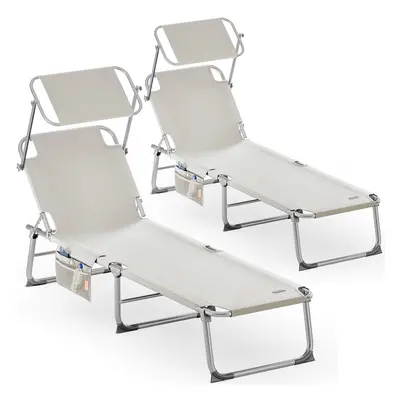 2x Transat de jardin Ibiza crème en aluminium réglable