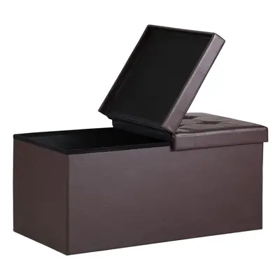 Banc coffre marron 80x40x40cm en MDF avec rangement 100 L