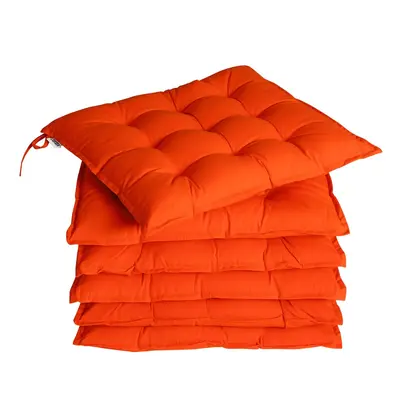 6x Coussins de chaise orange fibres creuses