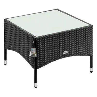 Table d'appoint de jardin noire 58x58x42cm en polyrotin