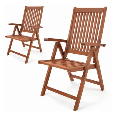 Lot de 2 chaises de jardin Vanamo en bois d'eucalyptus