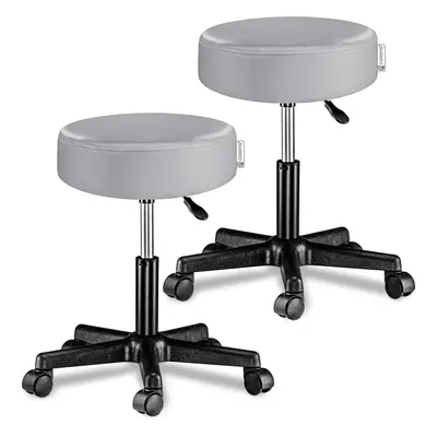 2x Tabouret à roulettes gris pivotable 360° réglable