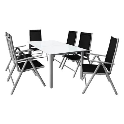 Table et chaises de jardin Bern noir gris en alu 7pcs