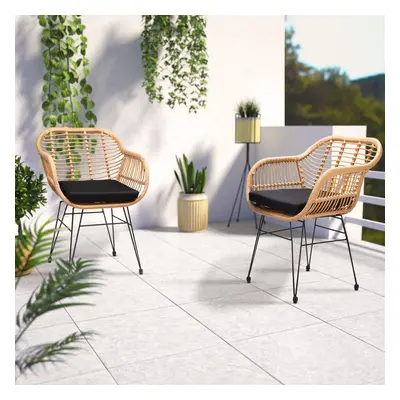 Lot de 2 chaises en osier bambou/polyrotin