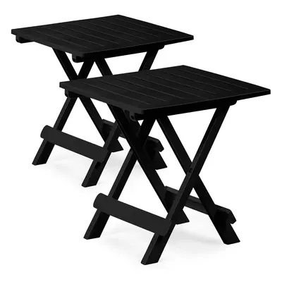 2x Table d'appoint de jardin noire Adige 45x43x50cm