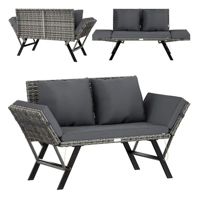 Banc de jardin en polyrotin gris 176x56x81cm