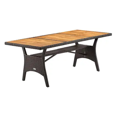 Table de jardin Takeo marron 190x90x74cm en polyrotin