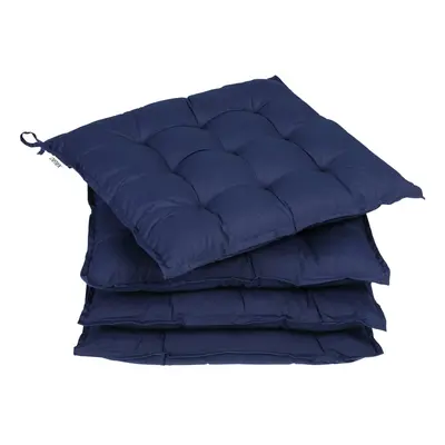 4x Coussins de chaise bleu 41 cm fibres creuses