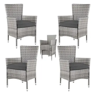 4x Chaises de jardin gris/anthracite en polyrotin empilable