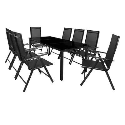 Table et chaises de jardin Bern noir anthracite 9pcs