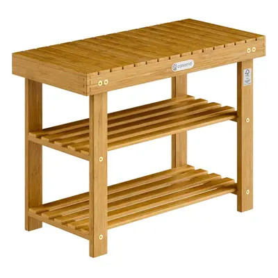 Meuble à chassures et banc 70cm 2en1 en bois d'acacia dur