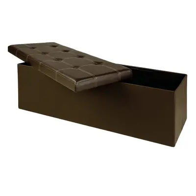 Banc coffre MDF 115x38x38cm marron avec rangement