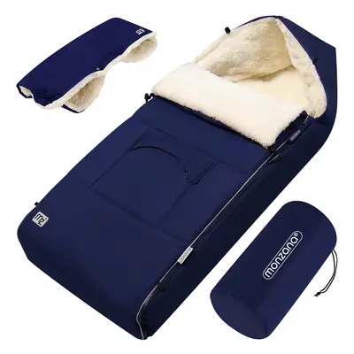 Chancelière bébé bleu marine fourrée pour poussette avec sac inclus