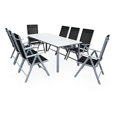 Table et chaises de jardin Bern noir gris en alu 9pcs