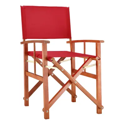 Chaise de directeur rouge en bois d'eucalyptus