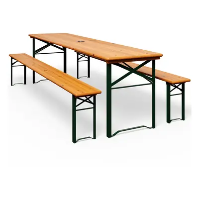 Ensemble table et bancs en bois 170cm pliable