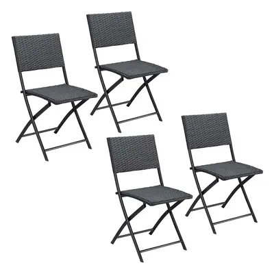 Set de 4 chaises pliantes "Rome"" en polyrotin noir"