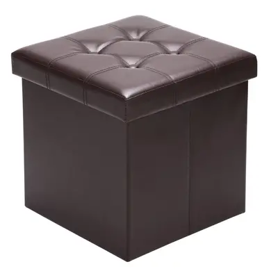 Tabouret brun 40x40x40cm pouf avec coffre de rangement