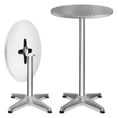 Table haute (set de 2) Argent Alu Ø60cm pliable, réglable en hauteur