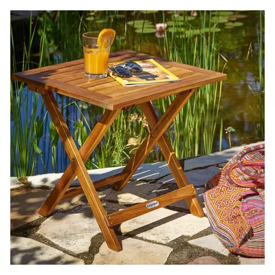 Table d'appoint de jardin 46x46cm pliable en bois d'acacia