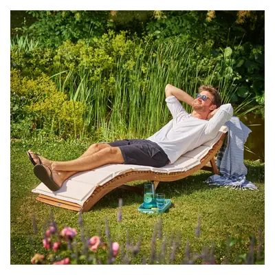 Transat de jardin pliable en bois FSC® avec appuie-tête