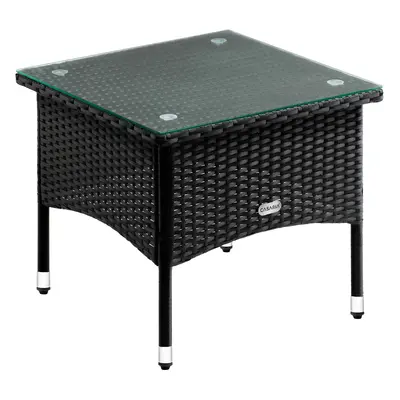 Table d'appoint de jardin noire 50x50x45cm en polyrotin