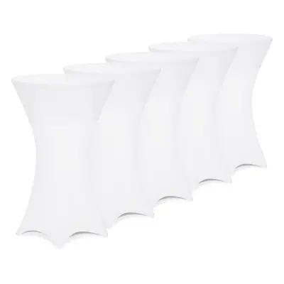 Housse de table haute, set de 5, blanc Ø80cm