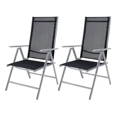 2x chaises à dossier haut argent pour jardin en aluminium