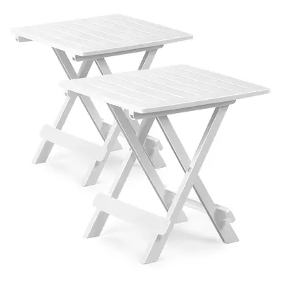 2x Table d'appoint de jardin blanche Adige 45x43x50cm