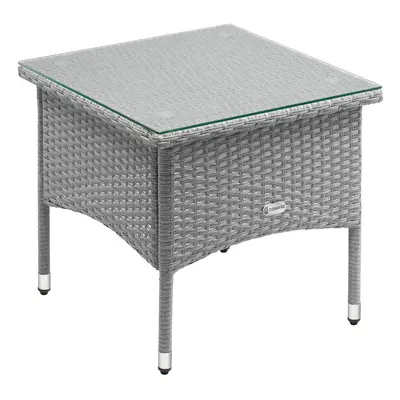 Table d'appoint en poly rotin gris 50x50x45cm