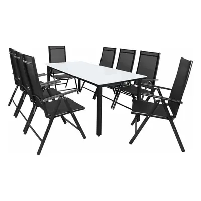 Table et chaises de jardin Bern noir anthracite en alu 9pcs