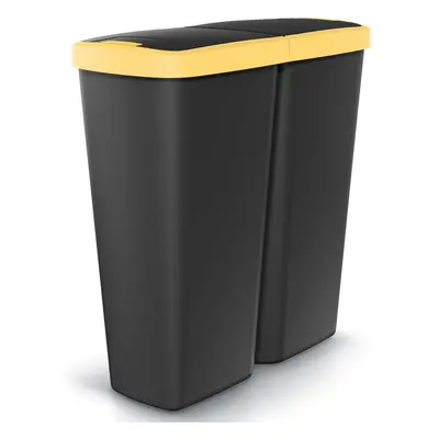 Poubelle Duo Noir/Jaune 50L 55x25x57cm