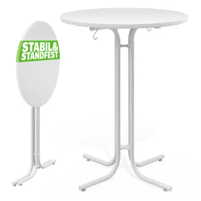 Table haute blanche 70x110cm ronde pliable