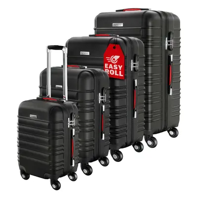 Set de 4 valises rigides noir avec serrure S / M / L / XL