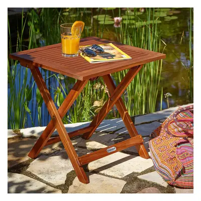 Table d'appoint de jardin 70x70x73cm pliable bois d'acacia