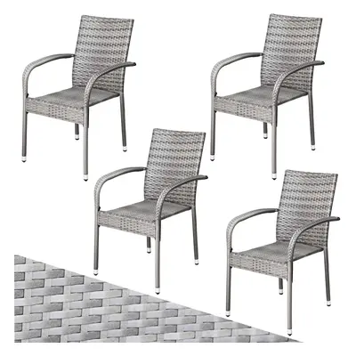 Chaise empilable en poly rotin Comfort (lot de 4) Gris