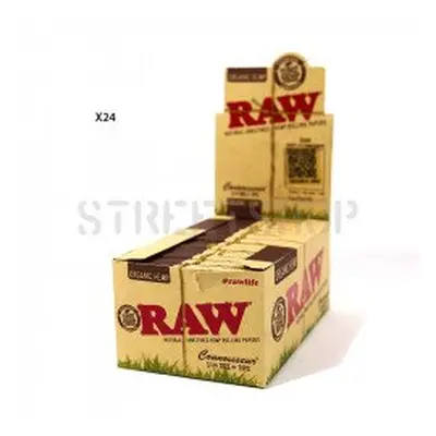 Boîte de 24 carnets de feuilles 1"1/4 + Tips Organic Hemp Connoisseur - Raw - HeadShop