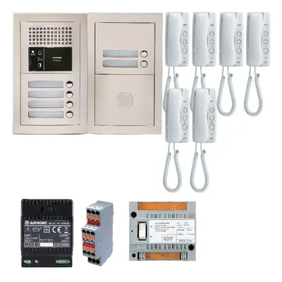 Pack interphone audio 6 BP avec 6 postes GT1D programmés - AIP/GTBA6E - AIPHONE