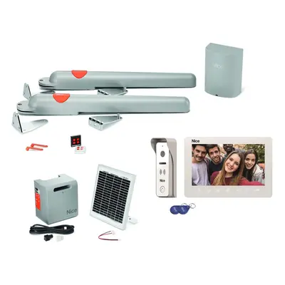 Kit motorisation pour portail battant ARIA START KIT 200 + Visiophone Mira 100 et Kit solaire - 