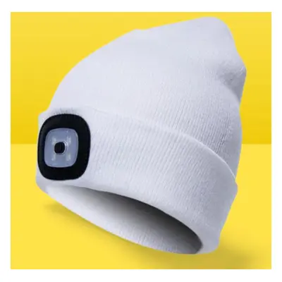 Bonnet En Laine Avec Lampe LED Pour Femme et Homme | Lampe Frontale - Blanc