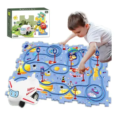 Tapis Circuit Voiture Pour Enfant | Tapis De Jeu - Jouet | Route - Ville - Avion Blanc