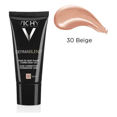 Vichy DermaBlend Fond de teint correcteur avec une couvrance de 16 heures, Beige teinte 30, 30 m