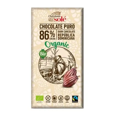 Chocolat noir bio 86% de cacao, 100g, Pronat