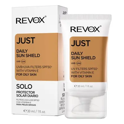 Daily Sun Shield Just SPF 50+ Crème de protection solaire pour les peaux grasses, 30 ml, Revox