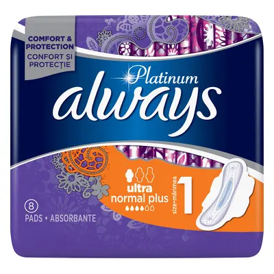 Serviette absorbante Always Platinum Ultra Normal Plus, 8 unités, P&G