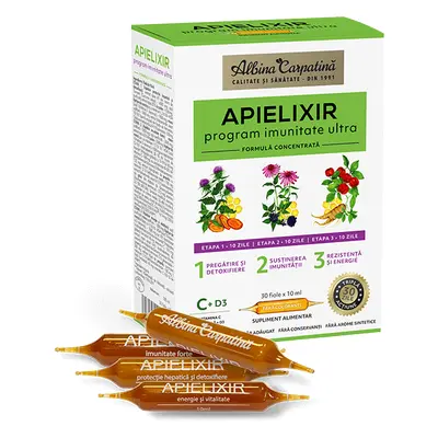 Apielixir programme d'immunité ultra, 30 ampoules x 10 ml, Albina Carpatina