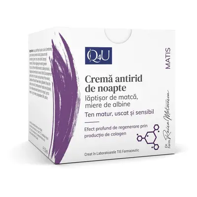 Crème de nuit anti-rides, lait matcha et miel Matis Q4U, 50 ml, Tis Farmaceutic